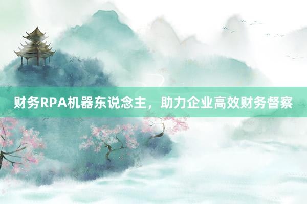 财务RPA机器东说念主，助力企业高效财务督察
