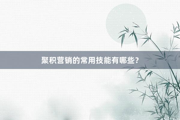 聚积营销的常用技能有哪些？